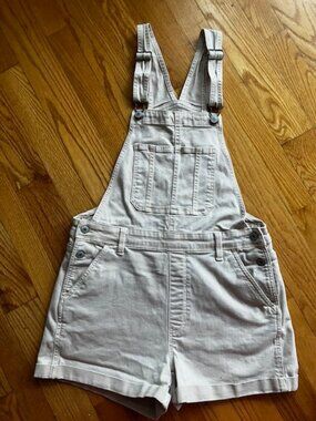Vintage 90's American Eagle Short Denim Overall Size Med Lt Beige